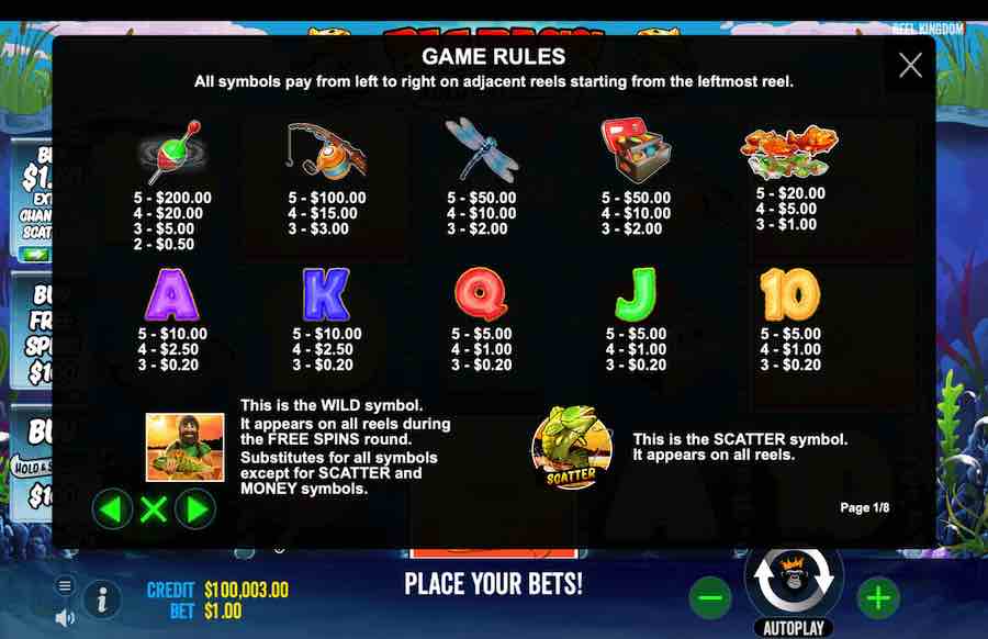 Big Bass Bonanza Hold And Spinner Slot Paytable