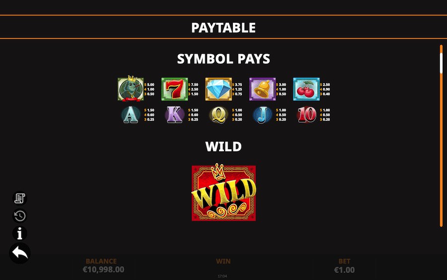 Paytable For Big Benji Bonanza Slot