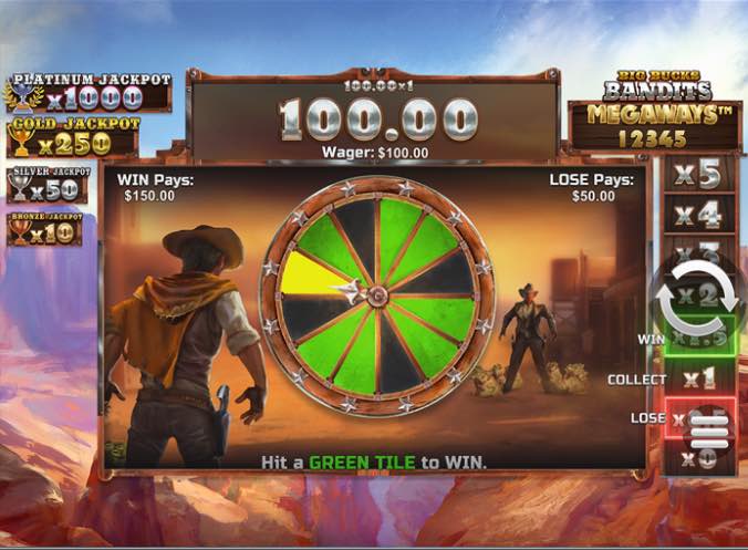 Choose To Gamble Your Bonus Winnings On The Double Cross Feature When Playing Big Bucks Bandits Megaways™