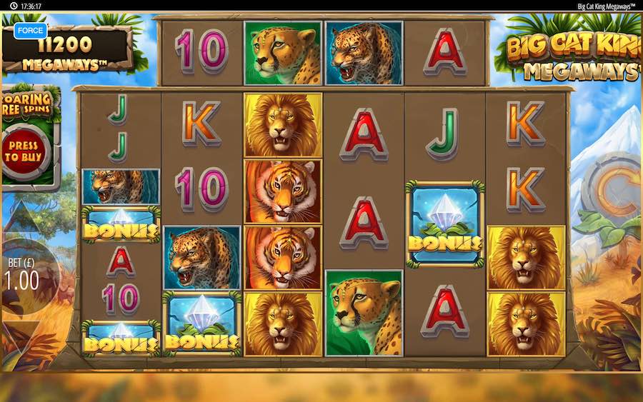 4 Or More Scatter Symbols Will Trigger The Free Spin Bonus On Big Cat King Megaways™