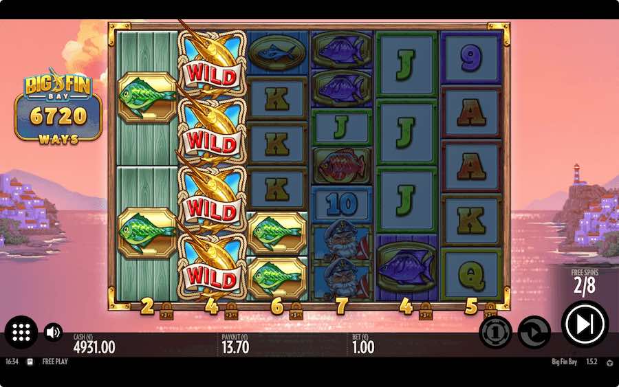 Landing 3 Or More Scatter Symbols In View Will Trigger The Free Spins Feature In Big Fin Bay Video Slot