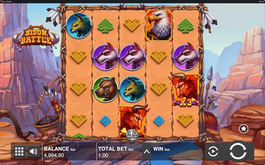 Play With Base Game Modifiers, Instant Wins, And 20 Fixed Paylines In Bison Battle Slot