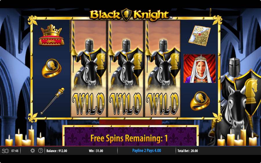 Trigger The Free Spins Feature On Black Knight Video Slot To Play With Expanding Wilds