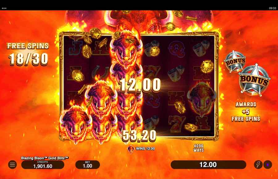 Blazing Bison Slot Free Spins Feature 