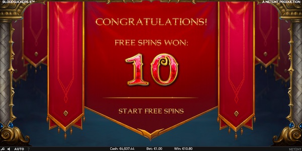 10 Free Spins Will Be Awarded For A Free Spin Trigger On Blood Suckers 2