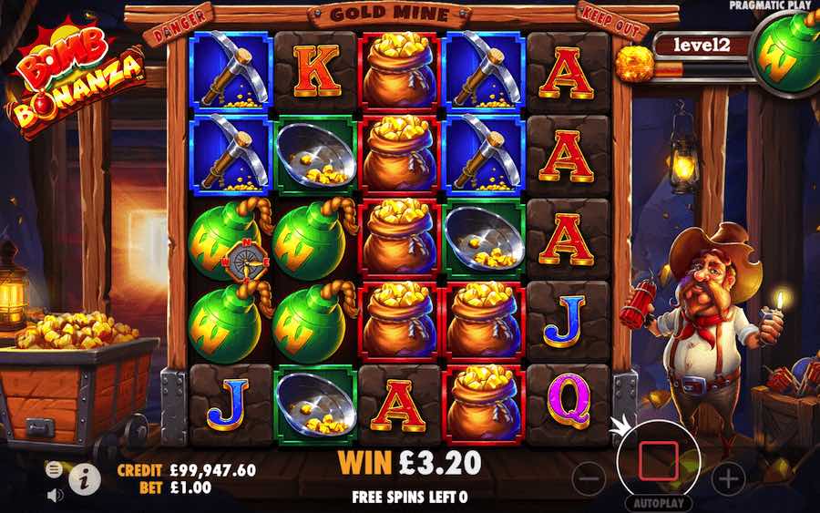 The Free Spins Feature Is Triggered On The Bomb Bonanza Video Slot When 3 Scatter Symbols Land In View