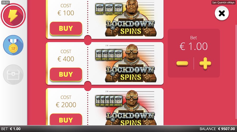 Bonus Buy Menu On The San Quentin Slot