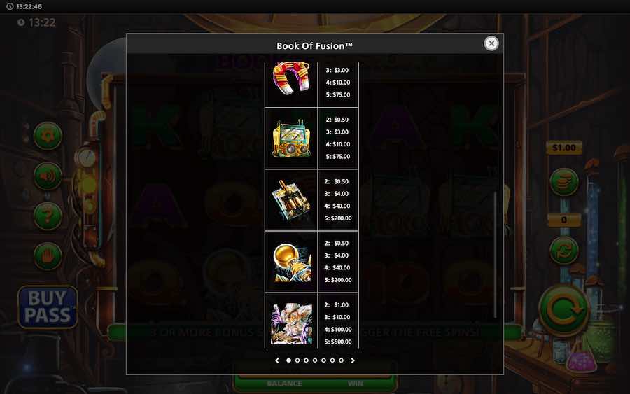 Paytable For Book Of Fusion Slot