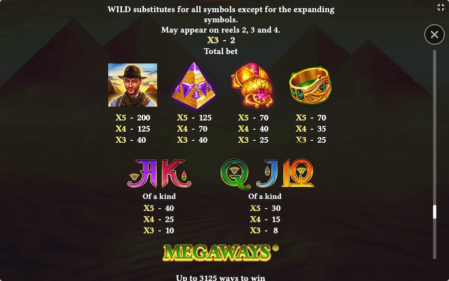 Book Of Gems Megaways™ Paytable