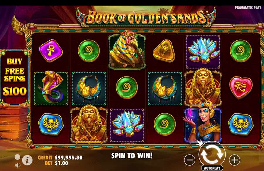 Win Up To 10,000x Your Bet And Play Across 729 Paylines In The Book Of Golden Sands Online Slot From Game Provider Pragmatic Play