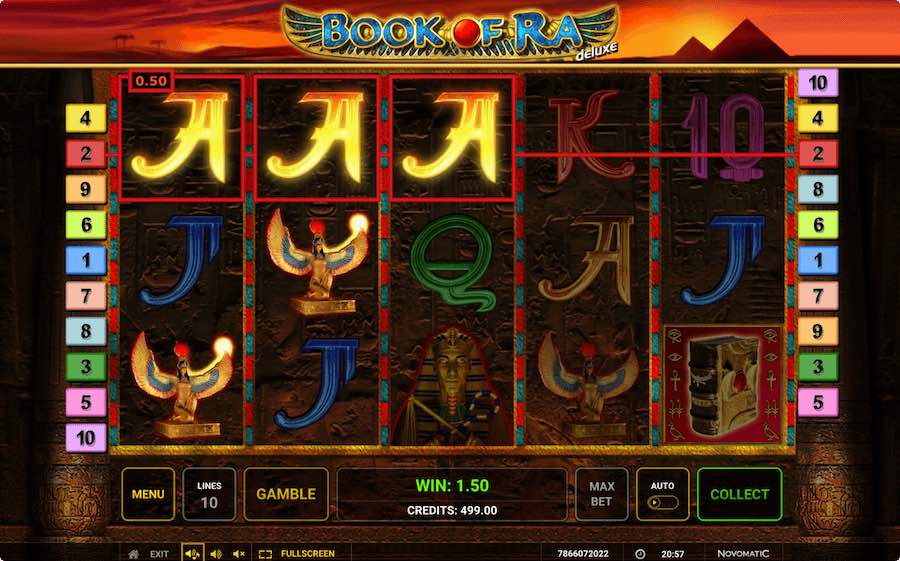 Play With 5 Reels And Up To 10 Paylines In Book Of Ra Deluxe Slot From Novomatic