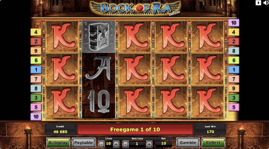 Play With An Expanding Symbol During The Free Spin Feature On Novomatic's Book Of Ra Deluxe Slot