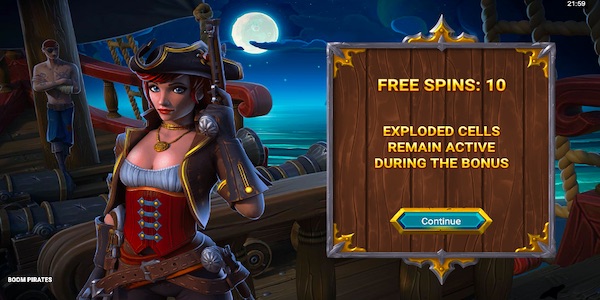 10 Free Spins Will Be Awarded For Triggering The Bonus Round On Boom Pirates