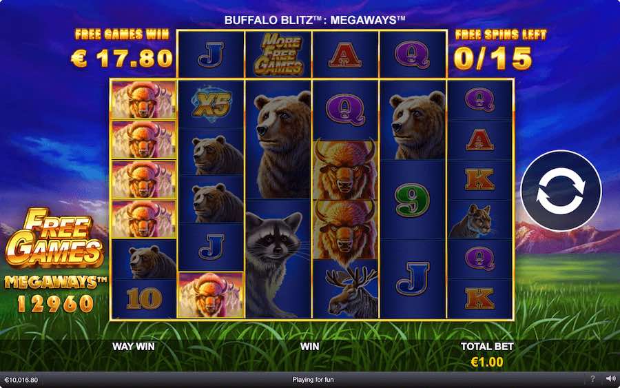 Play With Multipliers Up To X10 During The Free Spins Feature On Buffalo Blitz Megaways Slot