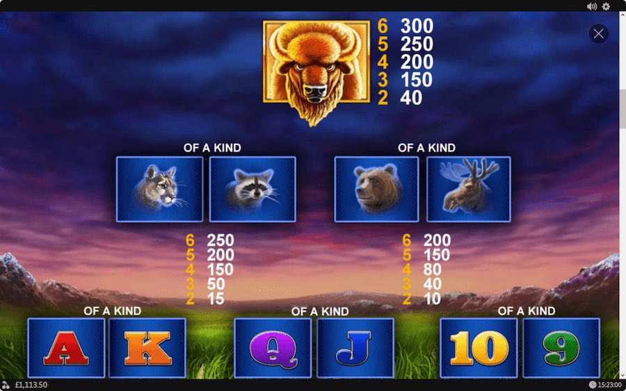 Paytable For Buffalo Blitz Slot