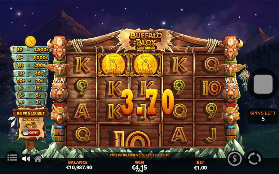 Land A Minimum Of 5 Diamond Scatter Symbols To Trigger The Free Spins Feature On Buffalo Blox Gigablox Video Slot