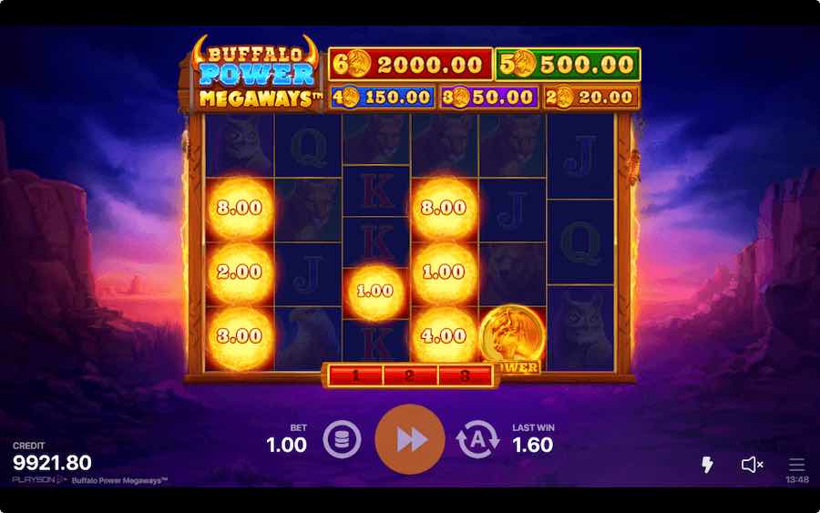 6 Or More Bonus And Power Symbols Will Trigger The Jackpot Bonus On Buffalo Power Megaways