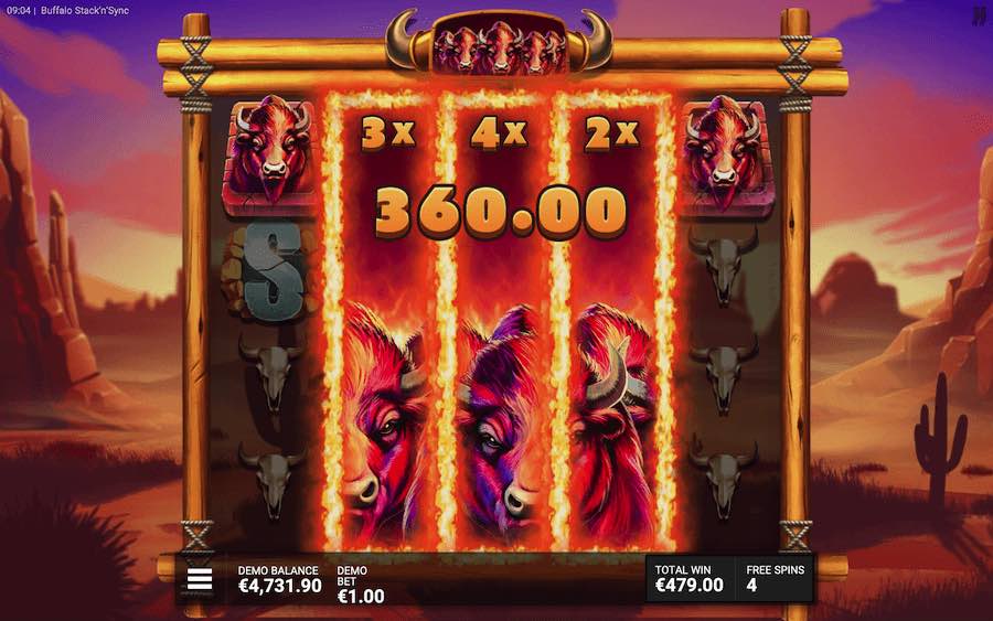 Land 3 Or 4 Scatter Symbols In View To Trigger The Free Spin Features On Buffalo Stack 'n' Sync Video Slot