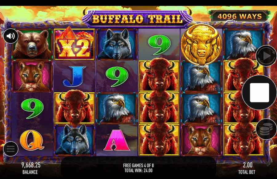 Land 3 Or More Scatter Symbols In View To Trigger The Free Spins Feature On Buffalo Trail Video Slot