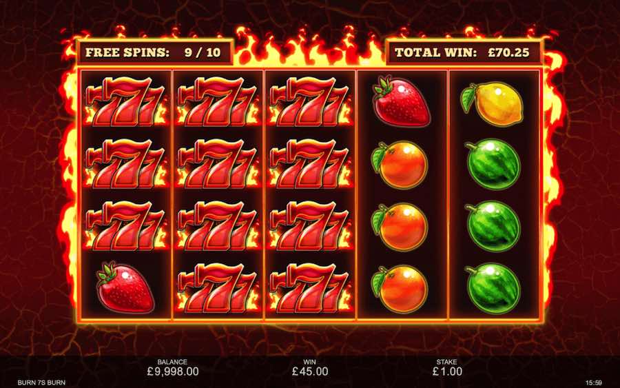 Land A Scatter Symbol On Reels 1, 3 And 5 To Trigger The Free Spins Feature On Burn 7s Burn Video Slot