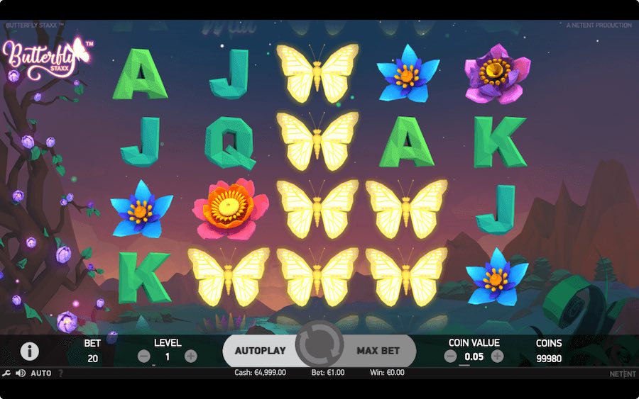 Play With 5 Reels, 40 Paylines, And Win Up To 240x Your Stake On Every Spin In Netent Gaming's Butterfly Staxx Slot