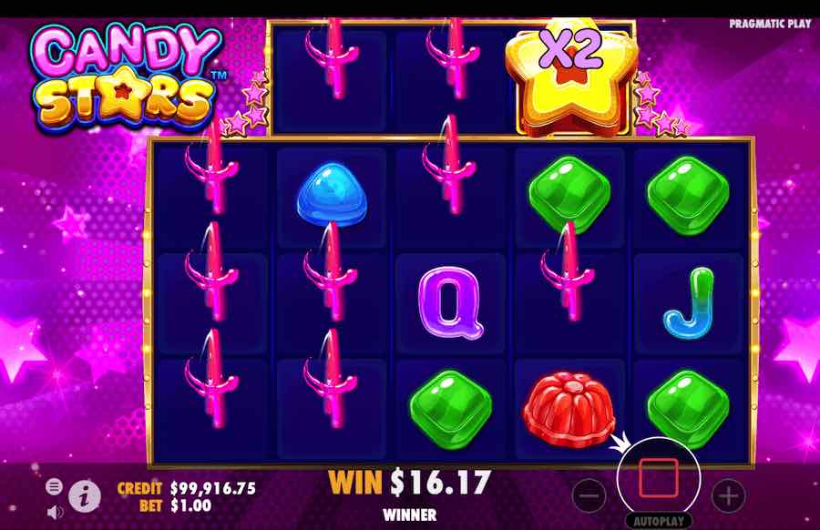 Land A Scatter Symbol On Reels 1, 3, And 5 To Trigger The Free Spins Feature On Candy Stars Video Slot