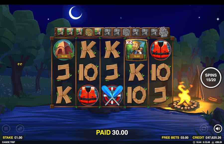 Three Or More Scatter Symbols Are Needed To Land In View To Trigger The Free Spins Feature On The Canoe Trip Video Slot