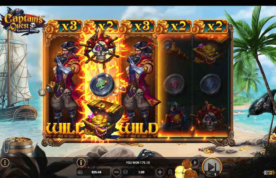 Hit 3 Or More Scatters To Trigger The Free Spins Feature On Captian's Quest Treasure Island Video Slot