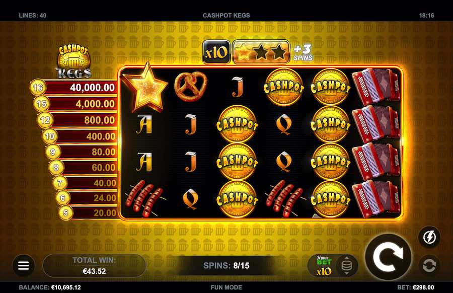 Land A Minimum Of 3 Scatters Symbols To Trigger The Free Spins Feature On Cashpot Kegs Video Slot