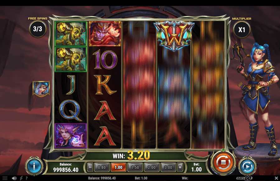 Land A Scatter Symbol On Reels 1, 3, And 5 To Trigger The Free Spins Feature On Champions Of Mithrune Video Slot