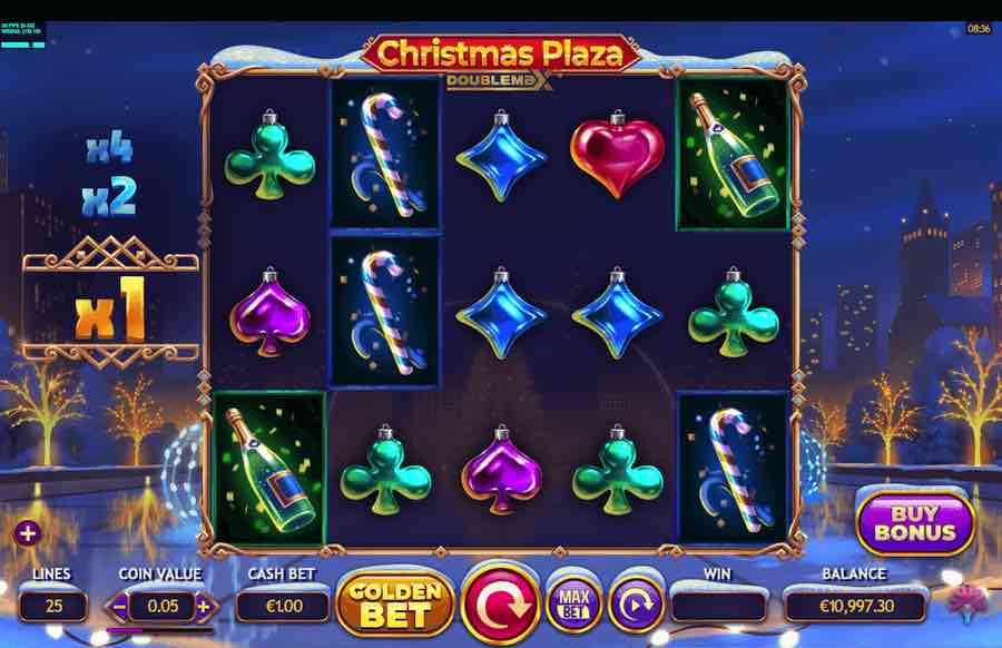 Win With 25 Fixed Paylines In The Christmas Plaza Doublemax Online Slot