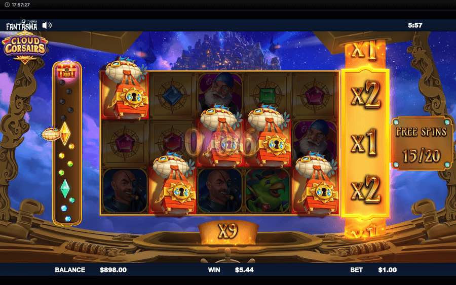 Land A Bonus Symbol On Reels 2, 3, And 4 To Trigger The Free Spins Feature On Cloud Corsairs Video Slot