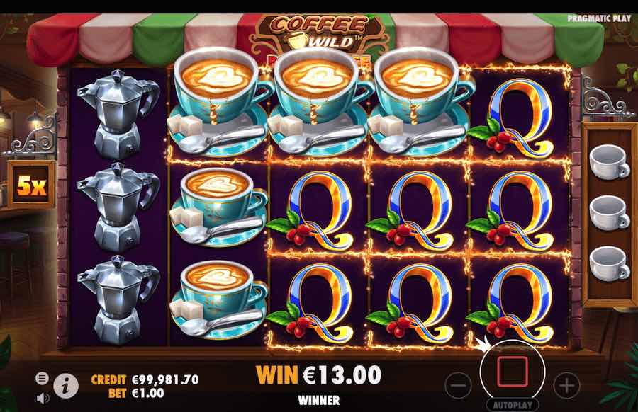 Collect 3 Espresso Shots To Trigger The Free Spins Feature On Coffee Wild Powernudge Video Slot