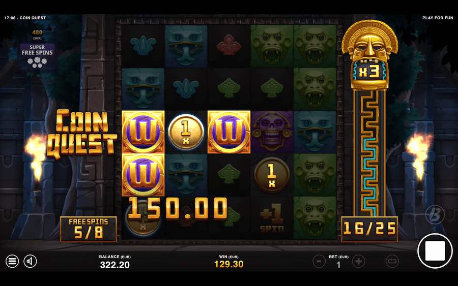 Land Bonus Symbols During The Base Game On Coin Quest Video Slot To Trigger The Free Spins Feature