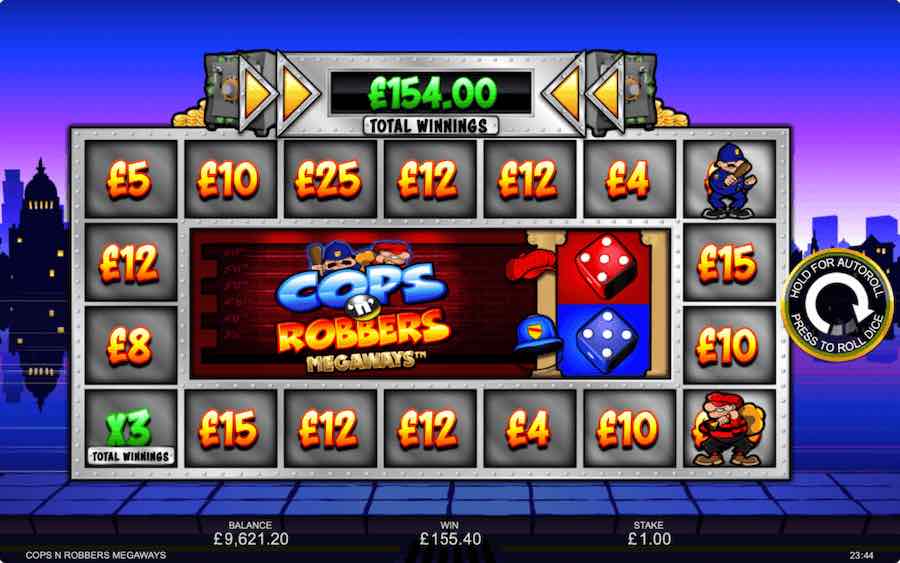 Collect Cash Values From Around The Board In The Chase Bonus On Cops 'n' Robbers Megaways™