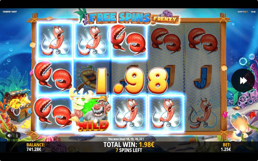 Land A Bonus Symbol On Reels 1, 3, And 5 To Trigger The Free Spins Feature On Crabbin Crazy Slot