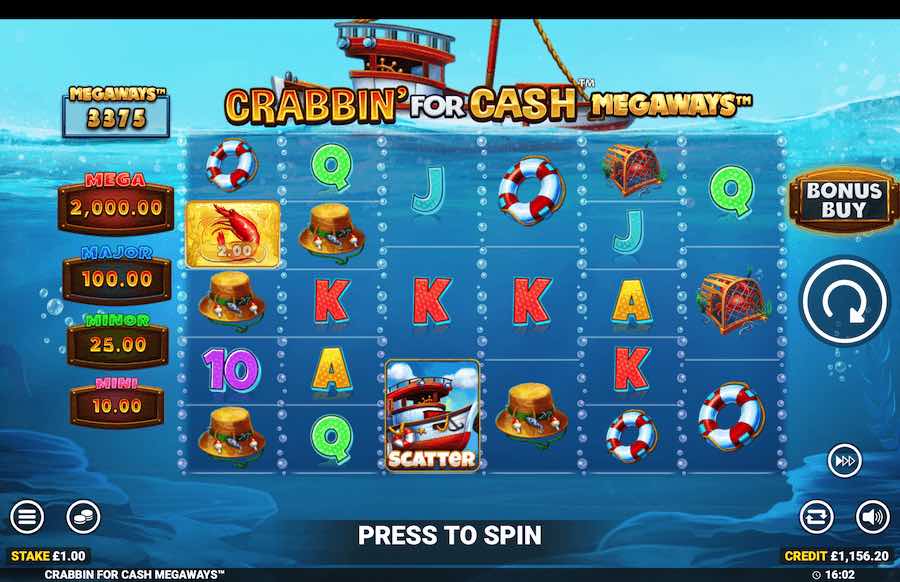 Crabbin For Cash Megaways Slot Base Game