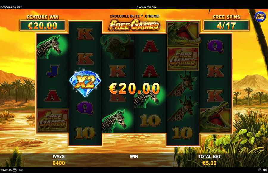 Crocodile Blitz Xtreme Slot Free Spins Feature