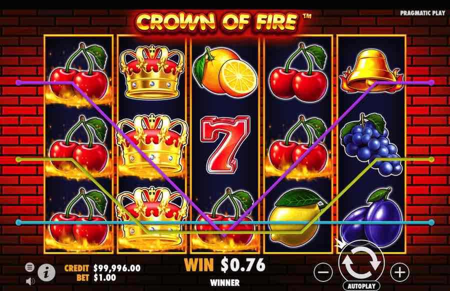 Win Up To 1,000x Your Bet Across 10 Fixed Paylines In The Crown Of Fire Online Slot From Game Provider Pragmatic Play