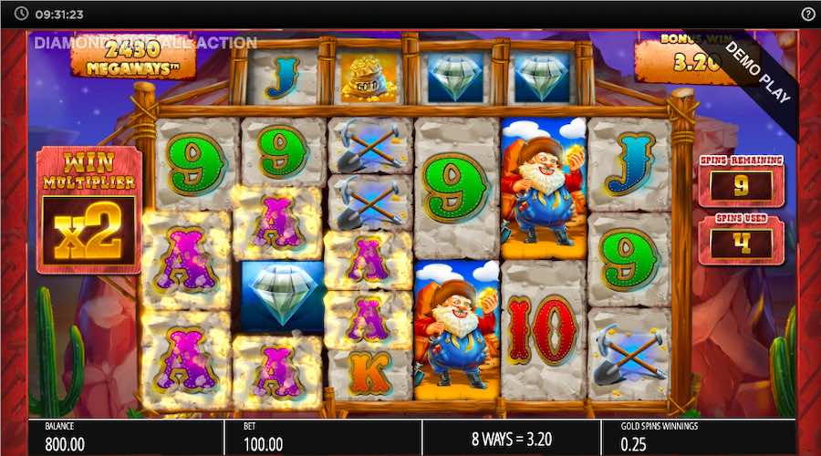 Each Win During The Feature On Diamond Mine All Action Megaways™ Will Increase You Multiplier By X1