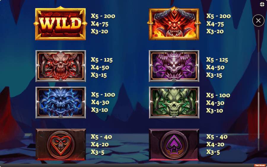 Paytable For Dance With The Devil Slot Game