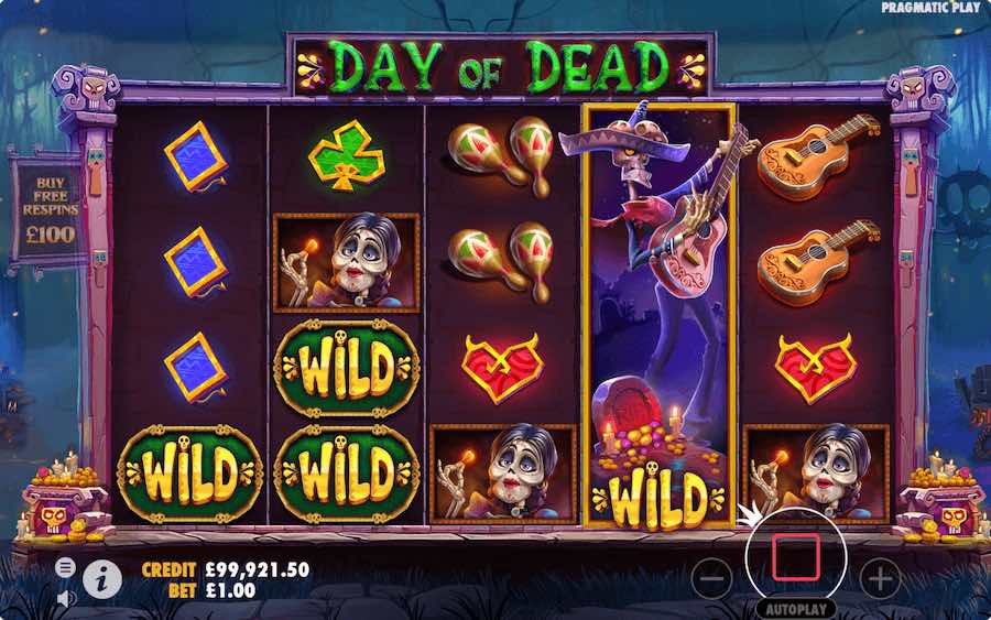 Landing A Tombstone Wild On Day Of Dead Slot Will Trigger The Walking Wild Feature