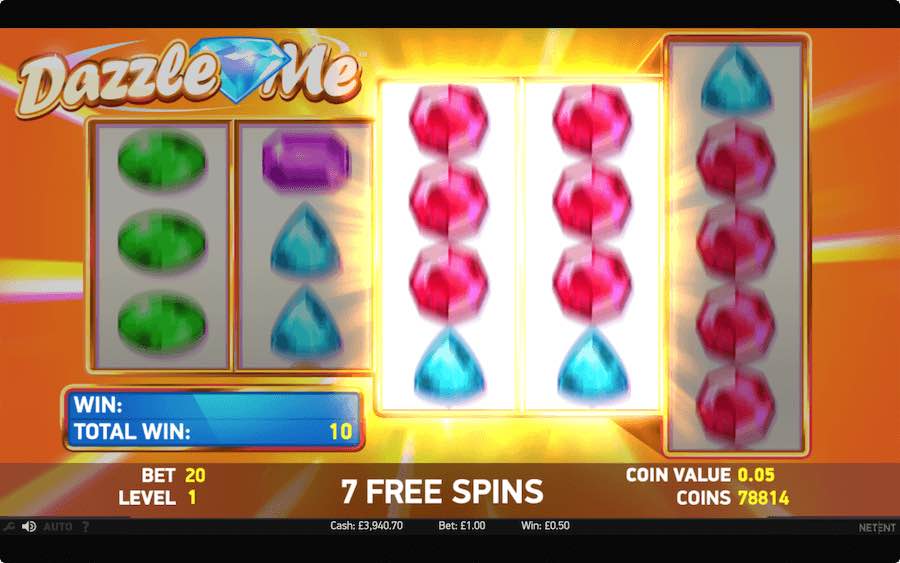 3 Or More Scatter Symbols Landing In View Will Trigger The Free Spins Feature On Dazzle Me Slot