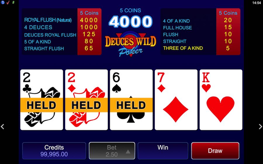 Hold The Best Cards To Achieve A Win On Deuces Wild Video Poker