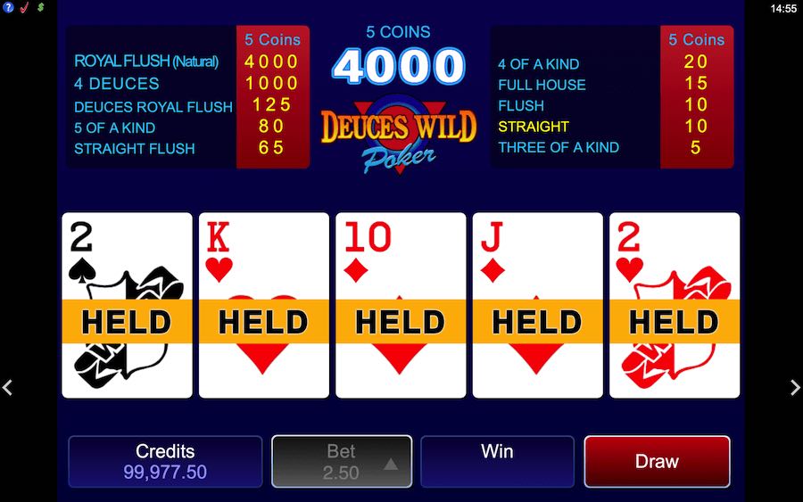 A Straight Win On Deuces Wild Video Poker