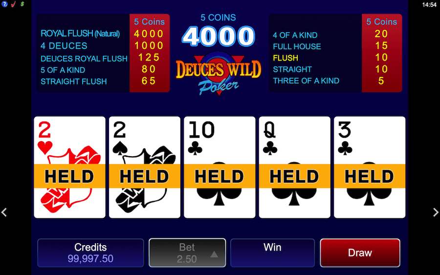 A Flush Win On Deuces Wild Video Poker