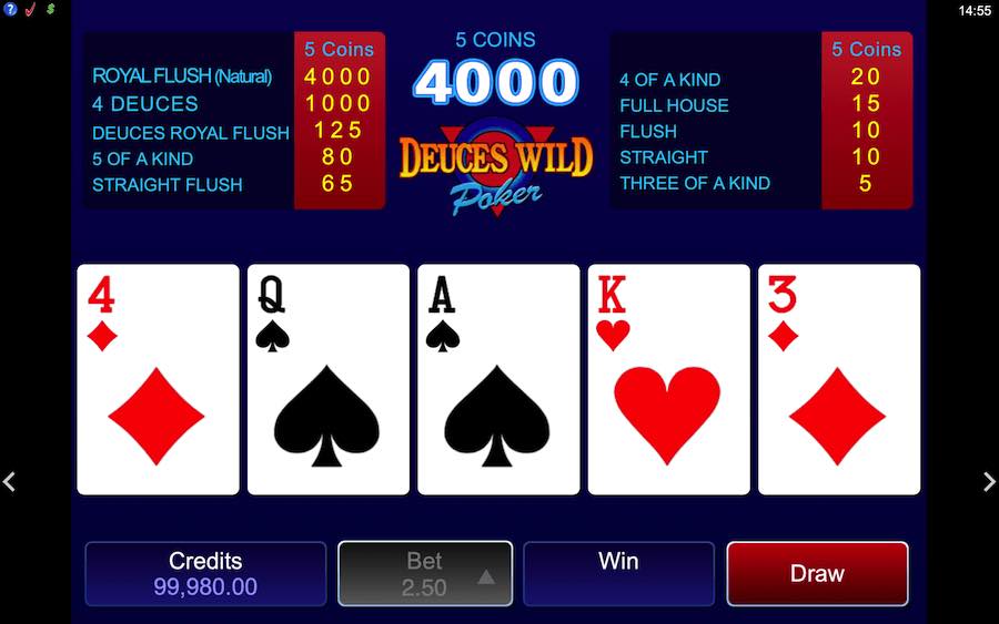 Deuces Wild Video Poker Game