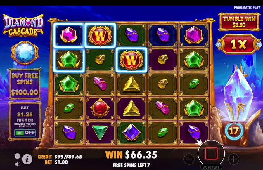 Diamond Cascade Slots Free Spins Feature