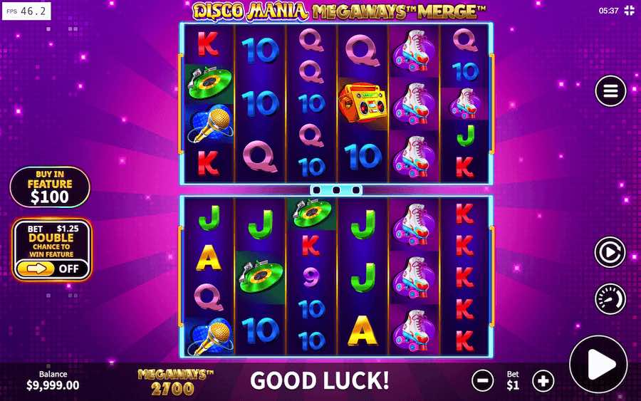 Play With 2 Reel Sets,  7,529,536 Paylines, And Win Up To 10,000x Your Bet In Disco Mania Merge Megaways Online Slot