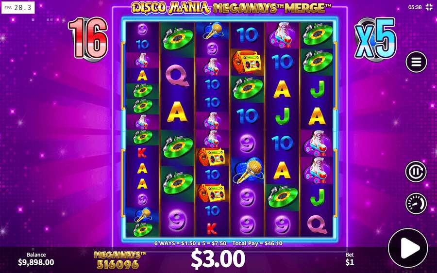 Landing 4 Or More Of The Scatter Symbols Will Trigger The Free Spins Feature On Disco Mania Megaways Merge Video Slot